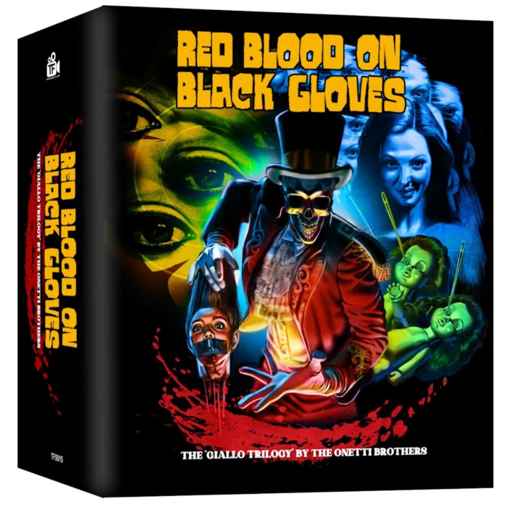 red blood on black gloves