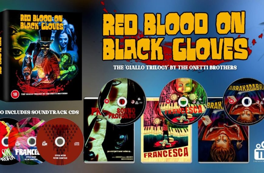 red blood on black gloves