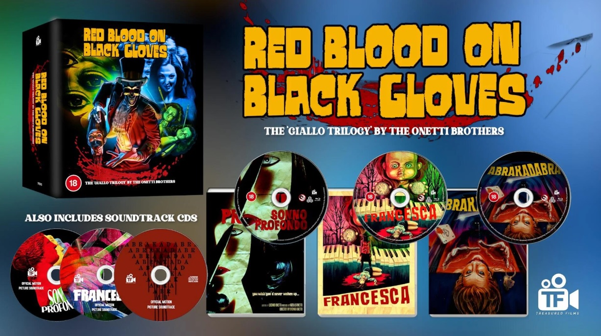 red blood on black gloves