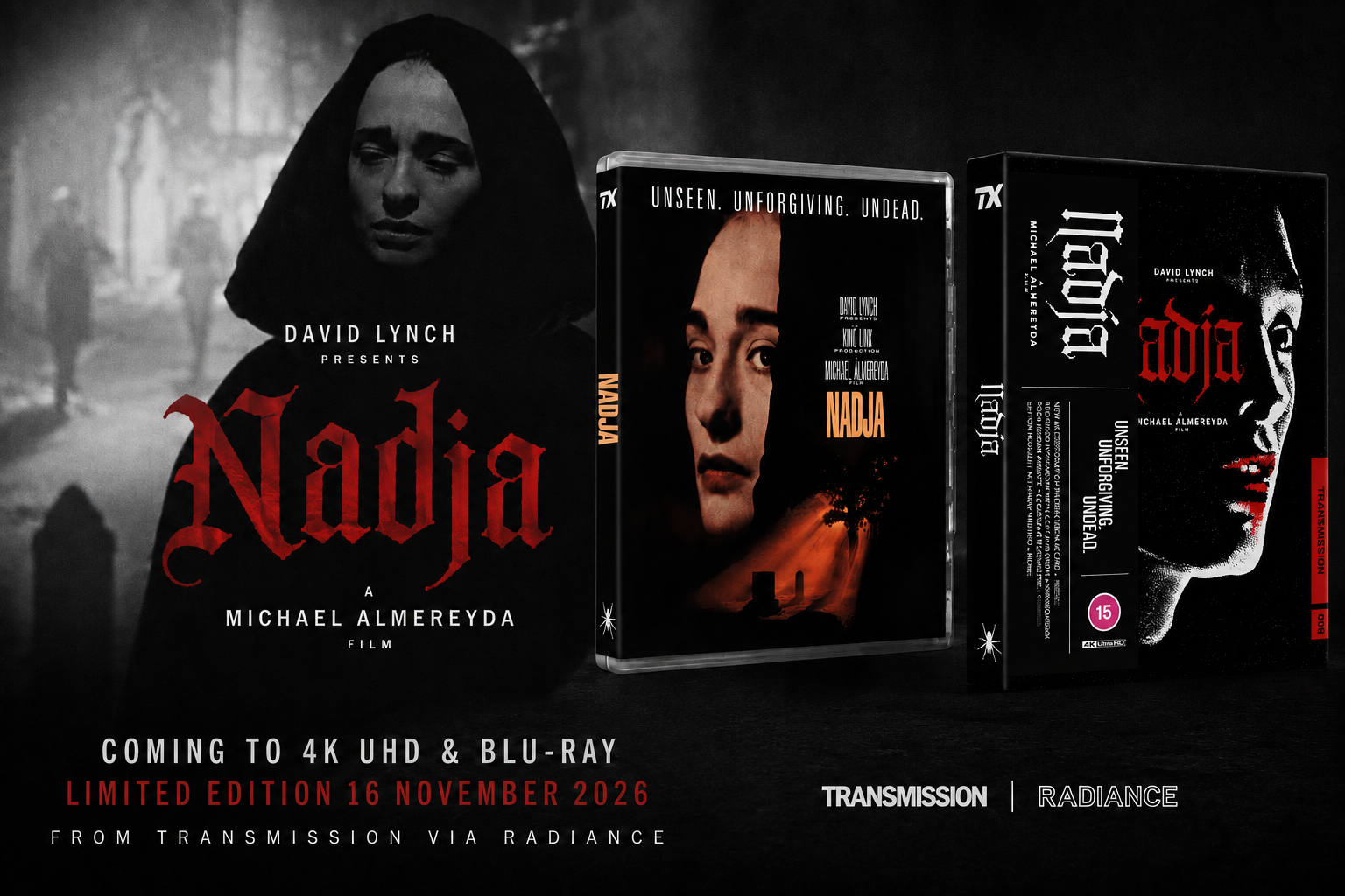 Elina Löwensohn in Michael Almereyda’s 1994 vampire film Nadja, coming to 4K UHD and Blu-ray from Transmission via Radiance Films.