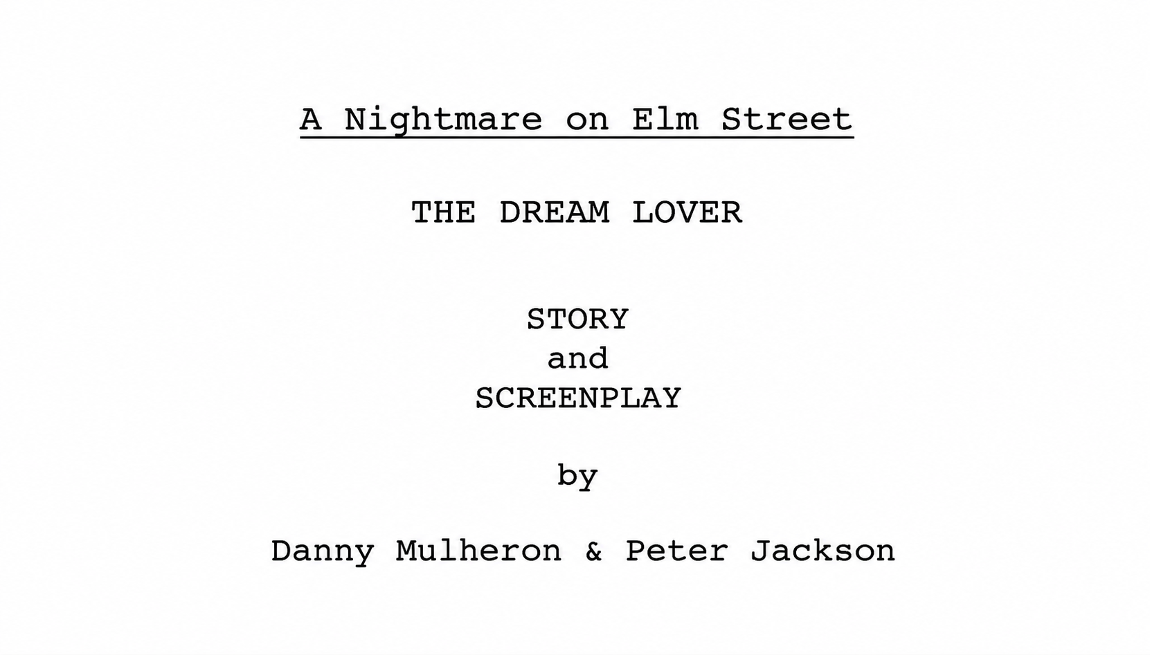 Peter Jackson during the period he developed the unmade A Nightmare on Elm Street 6: The Dream Lover.