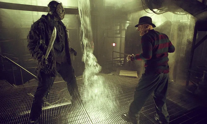 Freddy Krueger, Jason Voorhees and Ash Williams representing the abandoned Freddy vs. Jason vs. Ash movie crossover
