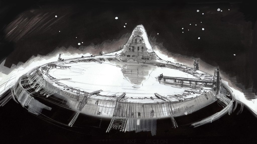 Concept of Vincent Ward’s unmade Alien 3, which would have taken place aboard the wooden monastery satellite Arceon