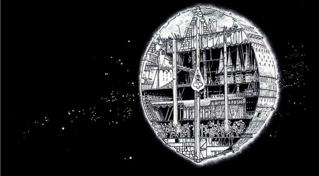 Concept of Vincent Ward’s unmade Alien 3, which would have taken place aboard the wooden monastery satellite Arceon