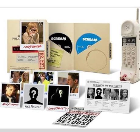 Scream 30th Anniversary 4K Collector’s Set featuring replica cordless phone and Woodsboro collectibles