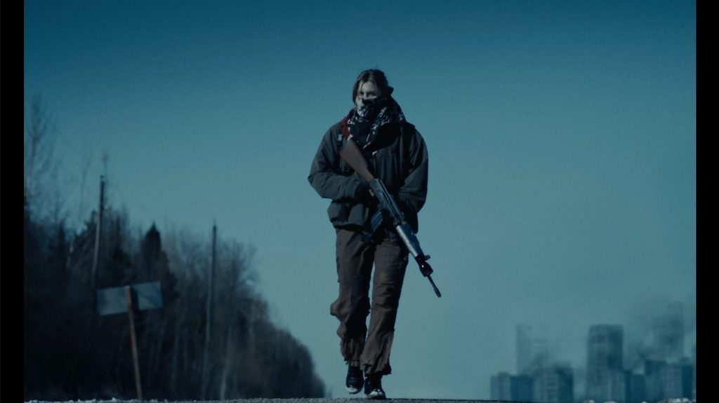 Payton Bragg as the mysterious survivor in AJ Lutsky's post-apocalyptic horror short Pariah