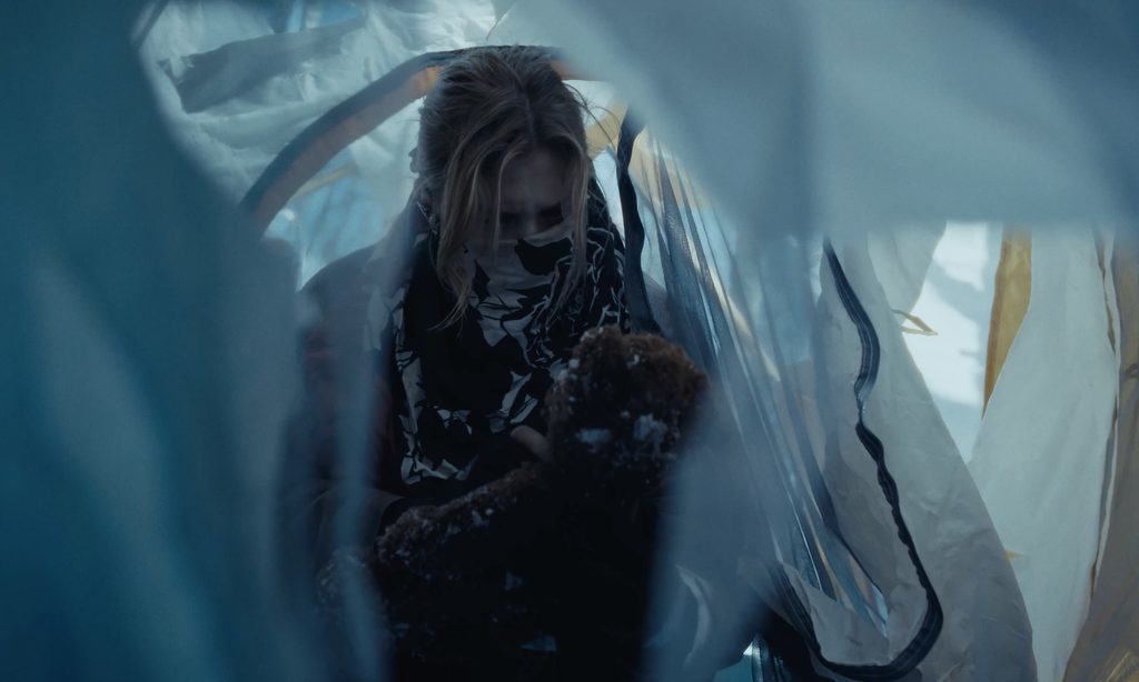 Payton Bragg as the mysterious survivor in AJ Lutsky's post-apocalyptic horror short Pariah